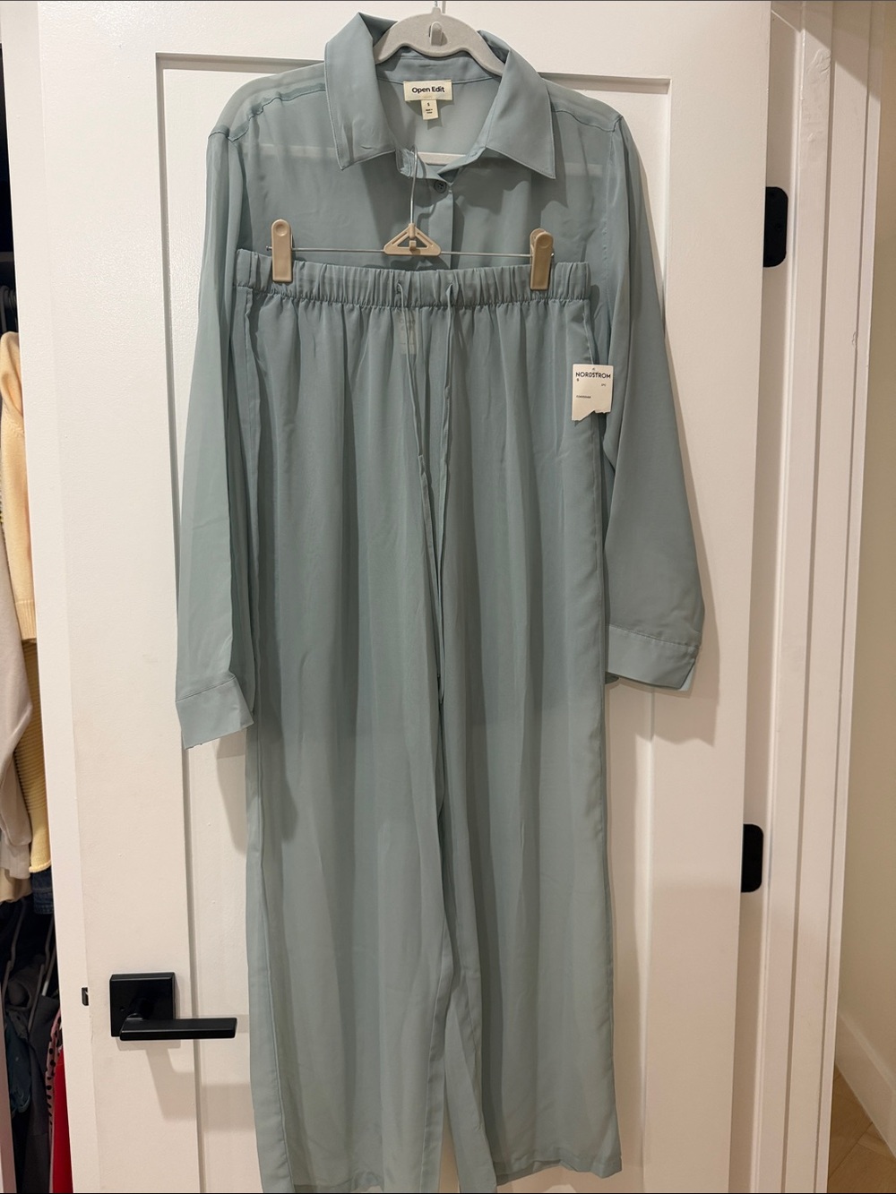 Women's Sage Green Button-Down Blouse and Pants
